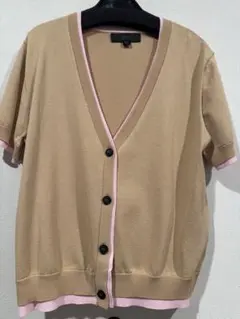 【ザラ】ZARA ニットカーディガン バイカラー　半袖　（USA）　Lのサムネイル