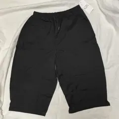 【新品タグ付き】ハーフパンツ メンズ L ブラック 膝下丈 ウエストゴム 紐付き
