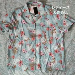 新品 レディース大きめLL Disney チップ&デール花柄　アロハシャツのサムネイル