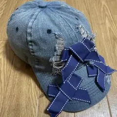 デニムダンガリー デニム キャップ 刺繍入り 54 - メルカリ