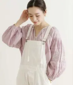 アーバンリサーチ『WEB限定』クロスステッチ刺繍ペザントブラウス ピンク