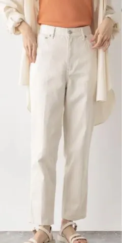 【美品】GLOBAL WORK GOODデニムテーパードパンツ ホワイト S