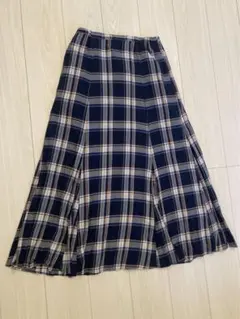 niko andネイビー チェック柄 フレアスカート