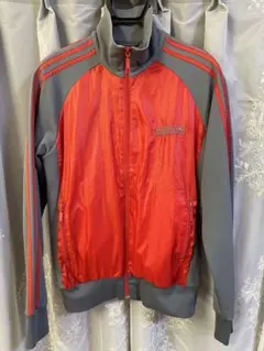 adidas トラックジャケット 赤 グレー ジャージ