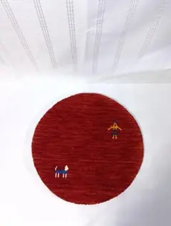 ギャッベ ギャベ　チェアパッド　赤　レッド　ウール　ラグ　丸　直径40㎝