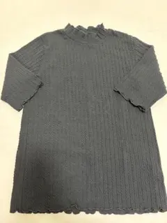 新品 ブラック リブ編み 五分袖 Tシャツ Mサイズ