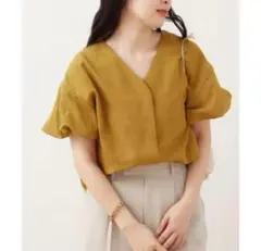 ジャーナルスタンダードレサージュヴィスリネンVネック　ブラウン　シャツ