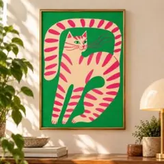 ミッドセンチュリー 北欧 アートポスター カラフル 猫 モダン A028