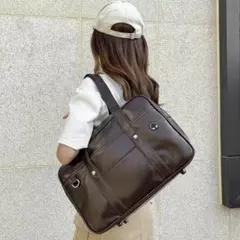 ラスト1点！スクールバッグ ブラウン PUレザー A4 スクバ高校生 合皮茶色