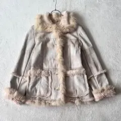 ヴィンテージ リアルムートンコート ラビット 毛皮 ブルーフォックスファー