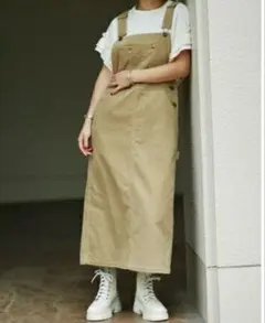 UNIVERSAL OVERALL ROSE BUD ベージュオーバーオール