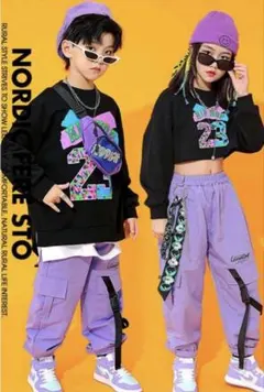 キッズ⭐️ダンス⭐️ジョガーパンツ⭐️パープル⭐️150㎝⭐️ナイロンパンツ