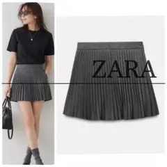 未使用級美品　芸能人愛用ZARAザラボックスプリーツスコート大人気グレーMのサムネイル