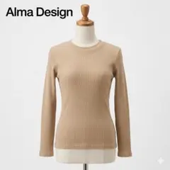 Alma Design アルマデザイン リブ長袖カットソー M ベージュ 美品