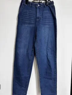 青 レディース デニムパンツ LL ウエストゴム ゆったり 大きいサイズ