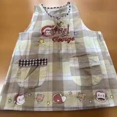 Curious George チェック柄エプロン Mサイズ