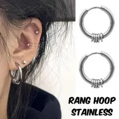 5連リング　フープピアス　12㎜　シルバー　ステンレス　アレルギー対応