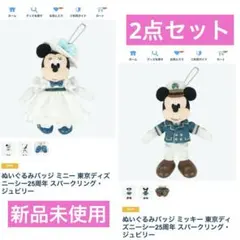 ぬいぐるみバッジ ミッキー ミニー 東京ディズニーシー 25周年 ぬいば セット