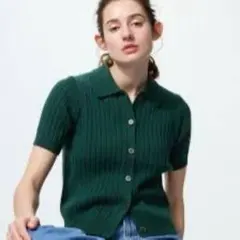 UNIQLO リブポロカーディガン　GREEN
