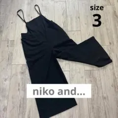 ニコアンド ワイドサロペット　オーバオール　ブラック　黒　レディース　サイズ3
