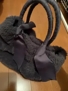 ダークグレー ファー ハンドバッグ