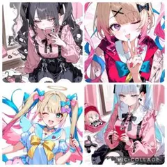 自作人物ステッカー 4枚セット シール コラージュ素材