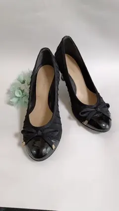 Velikoko 黒いオープントゥパンプス 23.5cm