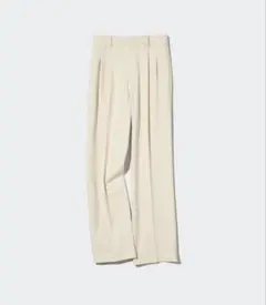 【UNIQLO】【タックワイドパンツ 】【クリーム】【Ｌ】【標準丈】【美品】