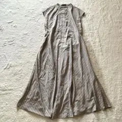 UNTITLED フレンチスリーブ ロングシャツワンピース　ストライプ柄　4