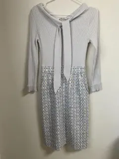 Début de Fiore ワンピース　水色　ニット　ツイード