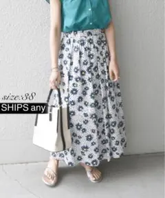 美品 SHIPS any シップスエニー フラワー柄 ロング フレアスカートのサムネイル