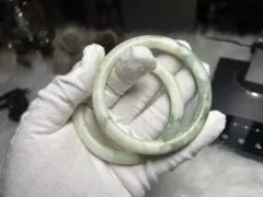 天然石岫玉-オイル翠 軟玉翡翠/和田玉バングル 2個セット60.1cm