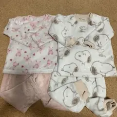 スヌーピー、うさぎ柄パジャマセット 90センチ
