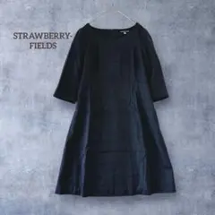 【ストロベリーフィールズ】ワンピース 七分袖 膝丈 裏地付 セレモニー 灰色 S