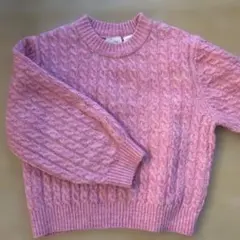ZARA ピンク ケーブルニットセーター 116 5-6歳　桜　お花見　春色