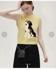 ⭐︎【Fano Studios】サマーニット 犬刺繍 ニットベスト Lサイズのサムネイル