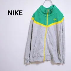 ナイキ【M】トレーナー　前開き　羽織り　ファスナー　ワンポイントロゴ　刺繍
