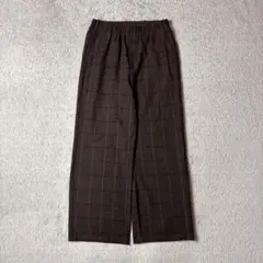 ワイドパンツ　XL チェック柄　ブラウン　ウエストゴム　ゆるだぼ