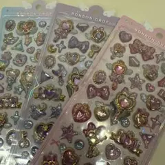 新 ボンボンドロップシール マジカル ピンク パープル オーロラ 3種 宝石