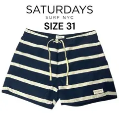 SATURDAYS SURF NYC ボーダー ボードショーツ 31 水着 紺のサムネイル