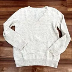 無印良品レディースS長袖カシミヤ100vネックニット李オートミール秋冬暖肌触り良