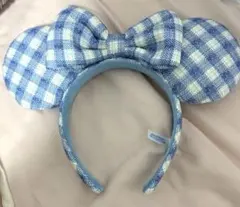 ディズニー カチューシャ ミニー ギンガムチェック ブルー 青色