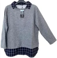 BLACK LABELドッキングプルオーバー グレー×ネイビーチェック新品タグ付