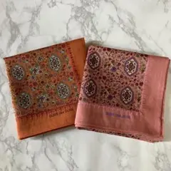 OLIVE des OLIVE ハンカチ 2枚セット オレンジ ピンク 花柄のサムネイル