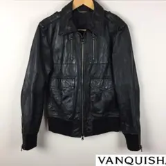 美品 VANQUISH ヴァンキッシュ レザージャケット ブラック サイズ46