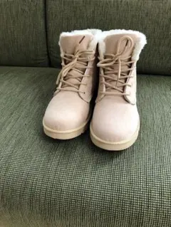 ベージュ スエード風 ムートンブーツ