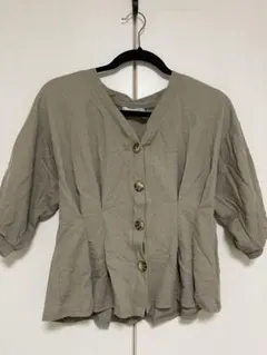 カーキ 半袖シャツ Mサイズ ボタン付き