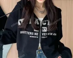 ブラック クロップドフーディ