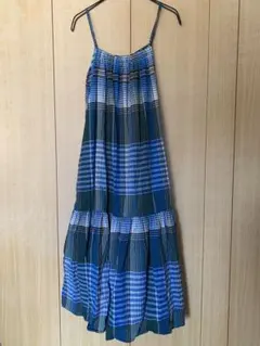無印良品　マドラスチェック　キャミソールワンピース