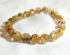 高品質　ヘマタイトインタイチンルチルクォーツ　ブレスレット　18kパーツ入り